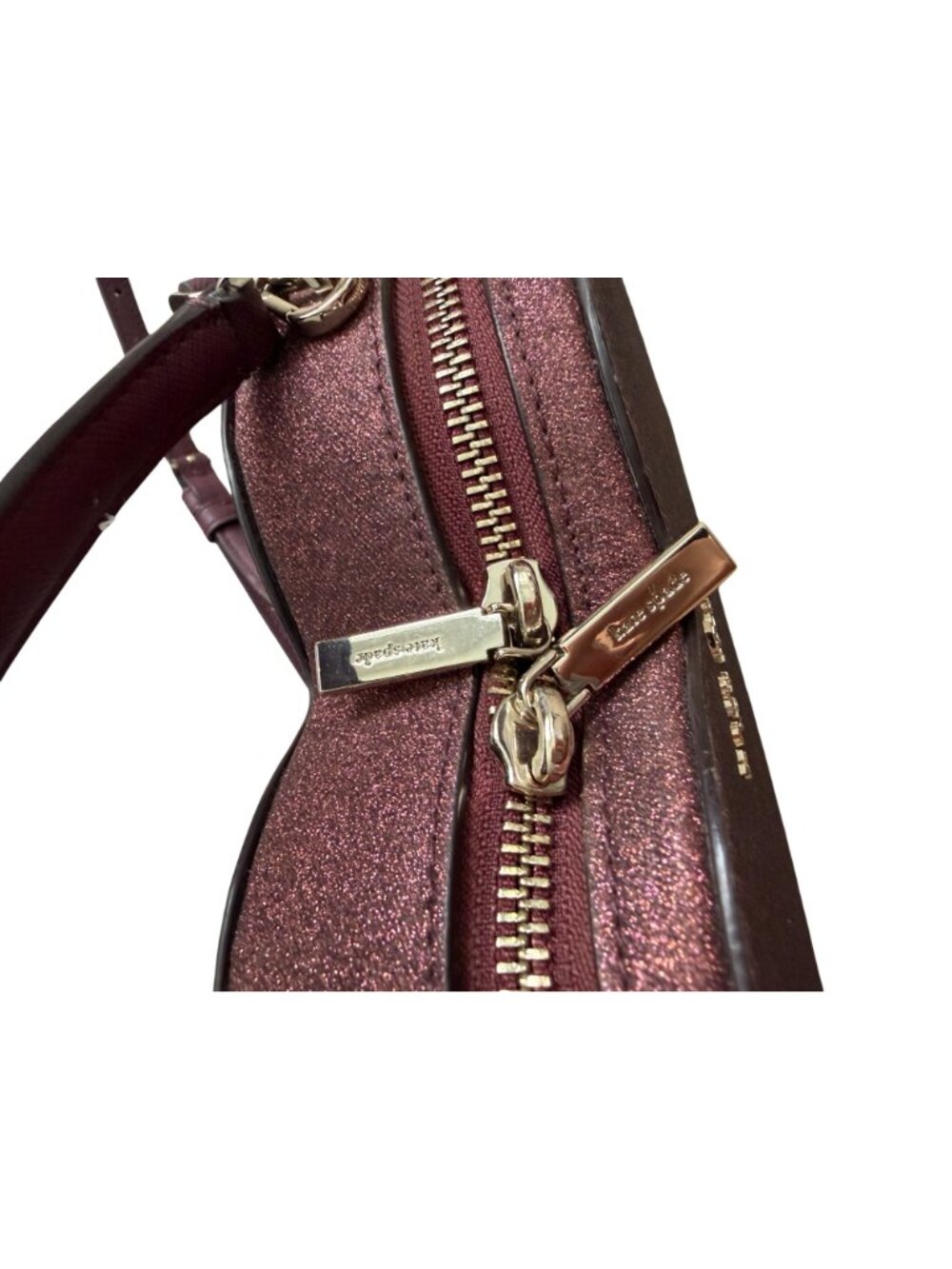 KATE SPADE Burgundy Glitter Love Shack Heart Crossbody Bag - Picture 9 of 14